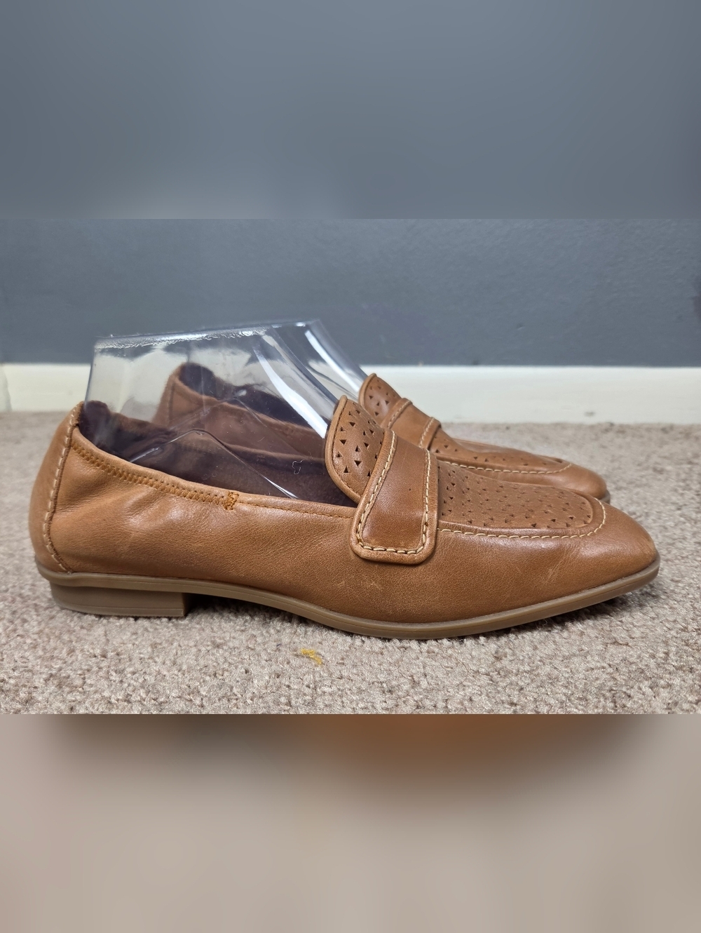 Clarks Woman's Cognac Slip-On Loafers